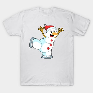 Snowman at Ice skating with Ice skates T-Shirt